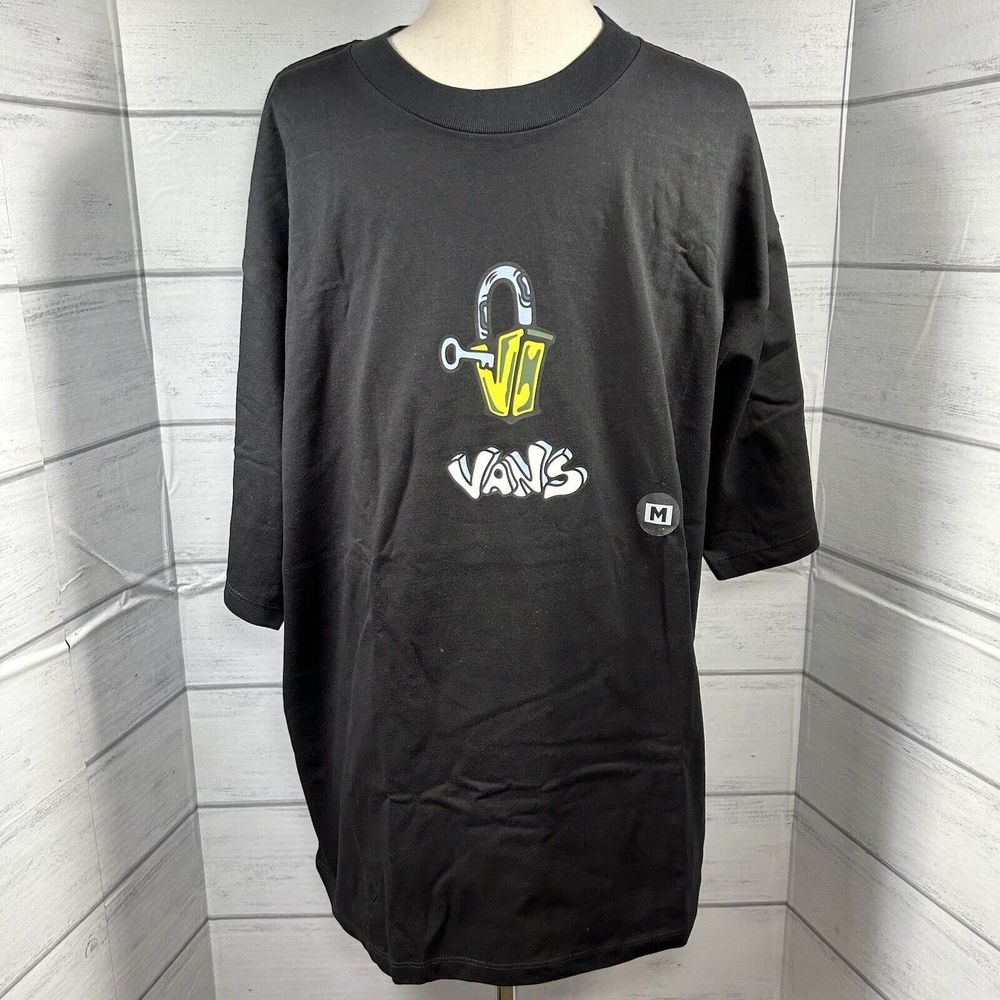 Vans Off The Wall Men's T Shirt Tee Short Sleeve SS Loose Fit Black Size Medium